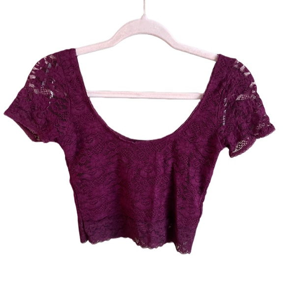 NWT Forever21 Purple Lace Crop Top - Picture 1 of 2